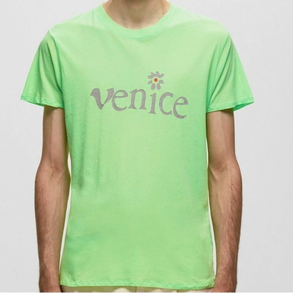 NWT Erl Venice Green Tee Shirt Be Nice Print Unisex Signature Design Brand New